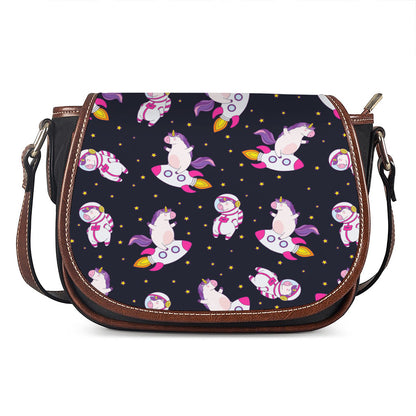 Space Astronaut Unicorn Pattern Print Saddle Bag