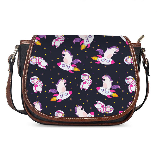 Space Astronaut Unicorn Pattern Print Saddle Bag