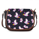 Space Astronaut Unicorn Pattern Print Saddle Bag