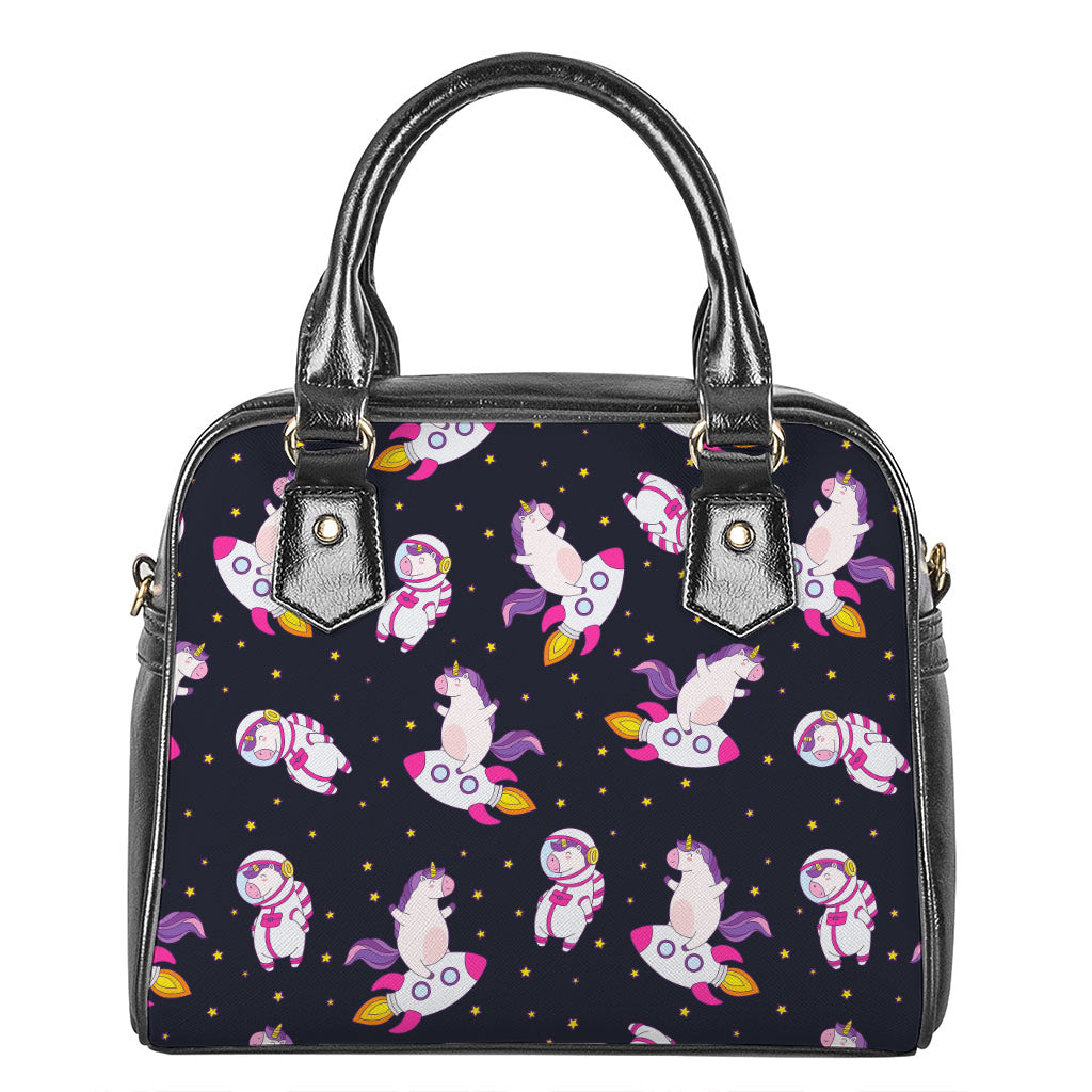 Space Astronaut Unicorn Pattern Print Shoulder Handbag