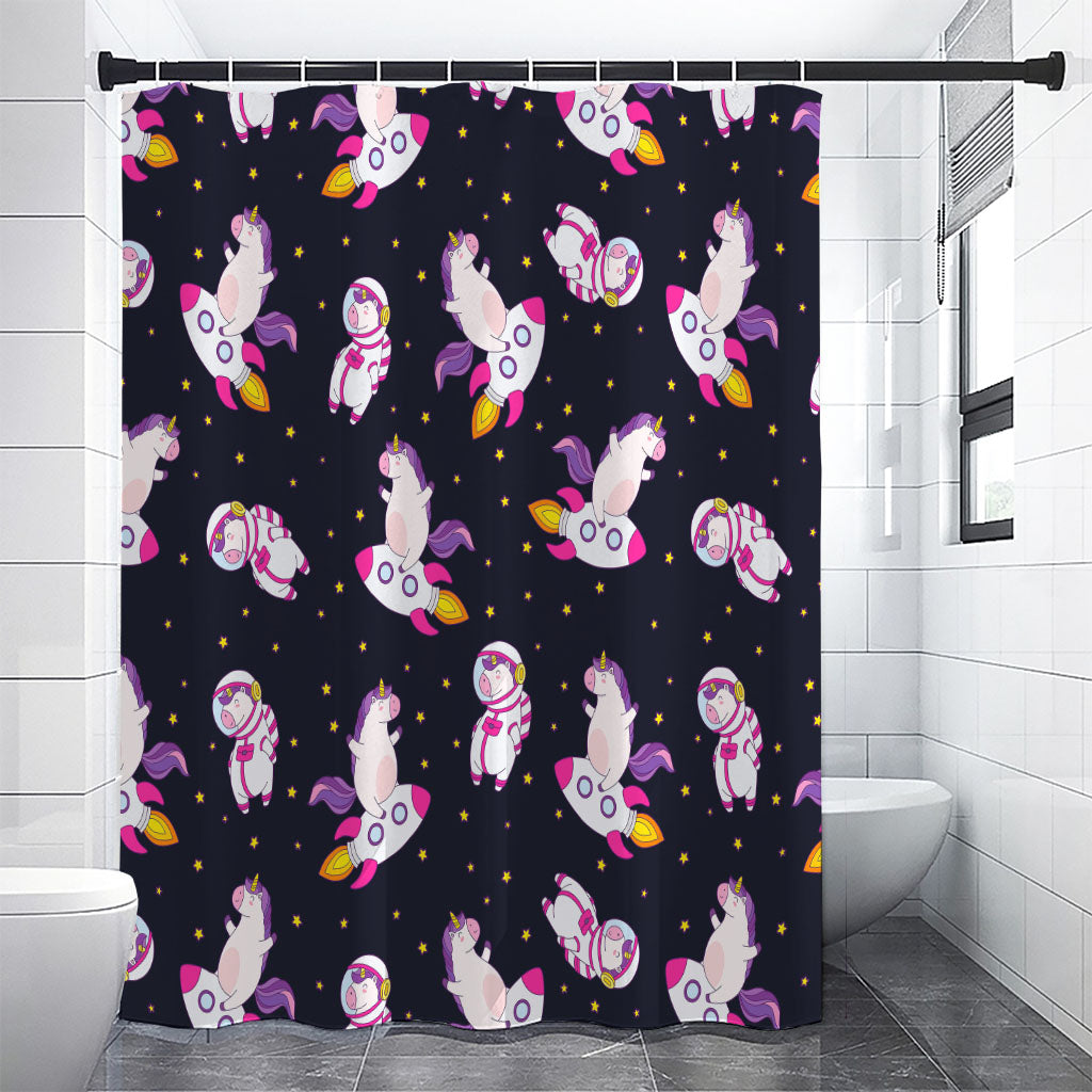 Space Astronaut Unicorn Pattern Print Shower Curtain