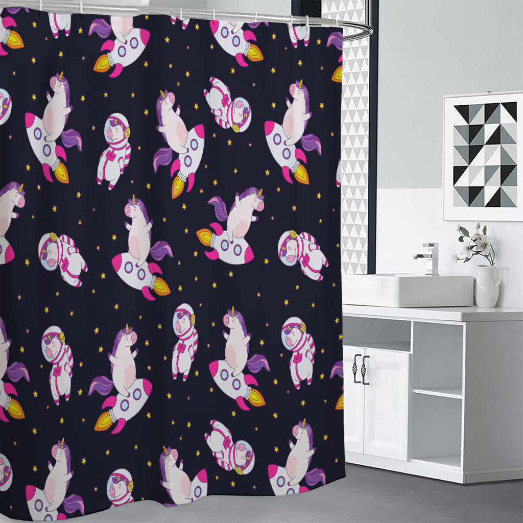 Space Astronaut Unicorn Pattern Print Shower Curtain