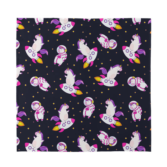 Space Astronaut Unicorn Pattern Print Silk Bandana
