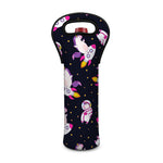 Space Astronaut Unicorn Pattern Print Single Neoprene Wine Tote