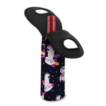 Space Astronaut Unicorn Pattern Print Single Neoprene Wine Tote