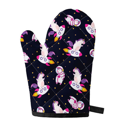Space Astronaut Unicorn Pattern Print Single Oven Mitt