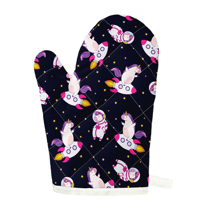 Space Astronaut Unicorn Pattern Print Single Oven Mitt