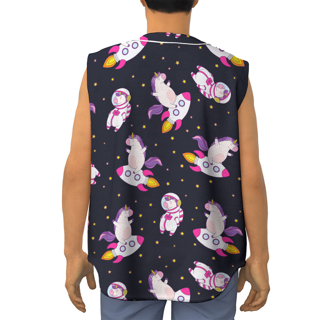 Space Astronaut Unicorn Pattern Print Sleeveless Baseball Jersey