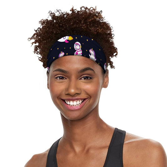 Space Astronaut Unicorn Pattern Print Sports Headband