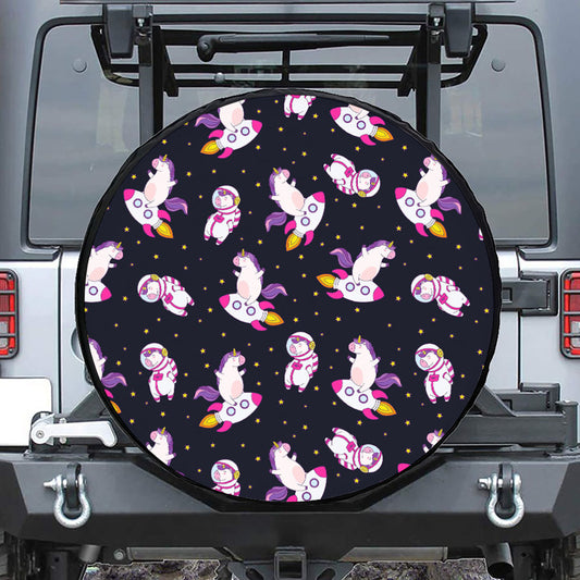 Space Astronaut Unicorn Pattern Print Tire Cover