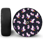 Space Astronaut Unicorn Pattern Print Tire Cover With Camera Hole