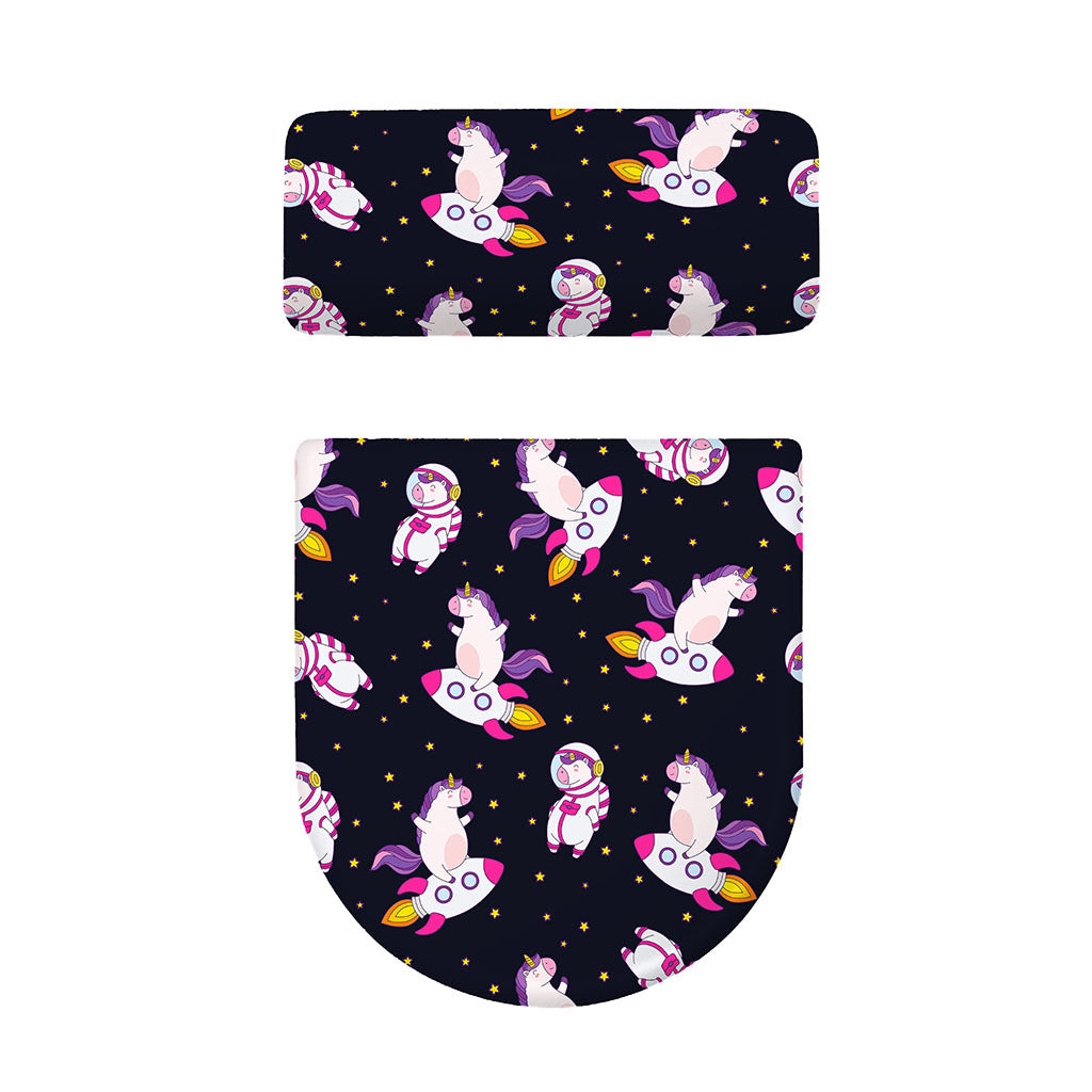 Space Astronaut Unicorn Pattern Print Toilet Lid And Tank Cover Set