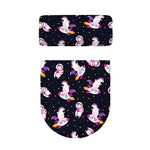 Space Astronaut Unicorn Pattern Print Toilet Lid And Tank Cover Set