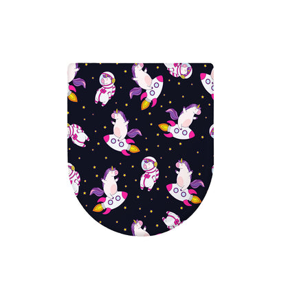 Space Astronaut Unicorn Pattern Print Toilet Lid Cover