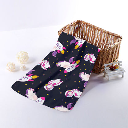 Space Astronaut Unicorn Pattern Print Towel