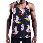 Space Astronaut Unicorn Pattern Print Training Tank Top