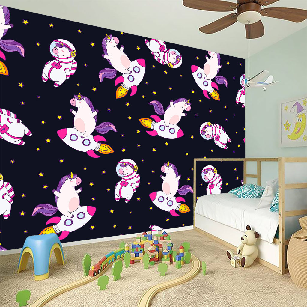 Space Astronaut Unicorn Pattern Print Wall Sticker