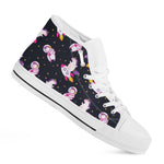 Space Astronaut Unicorn Pattern Print White High Top Sneakers