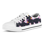 Space Astronaut Unicorn Pattern Print White Low Top Sneakers