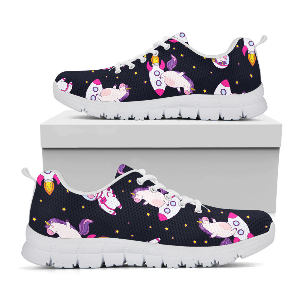 Space Astronaut Unicorn Pattern Print White Running Shoes