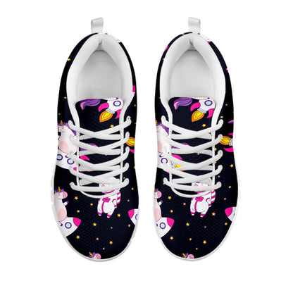 Space Astronaut Unicorn Pattern Print White Running Shoes