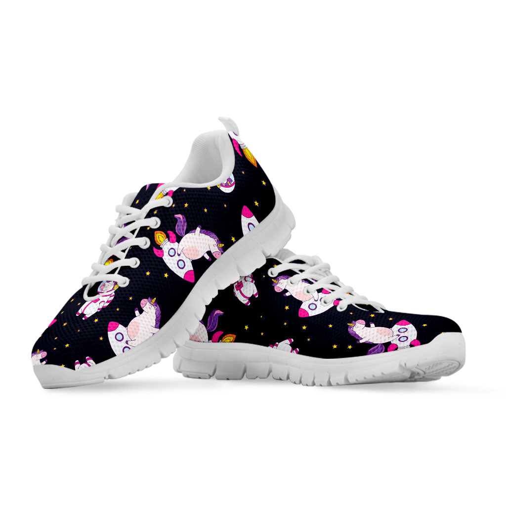 Space Astronaut Unicorn Pattern Print White Running Shoes