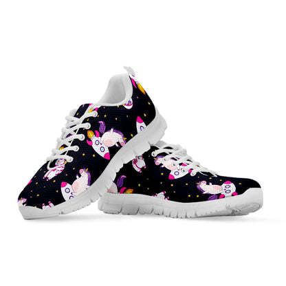 Space Astronaut Unicorn Pattern Print White Running Shoes