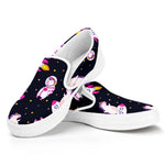 Space Astronaut Unicorn Pattern Print White Slip On Sneakers