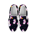 Space Astronaut Unicorn Pattern Print White Slip On Sneakers