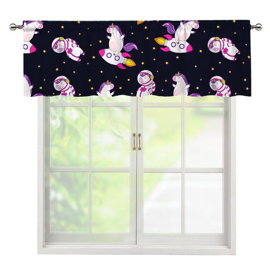 Space Astronaut Unicorn Pattern Print Window Valance