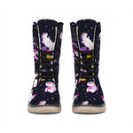 Space Astronaut Unicorn Pattern Print Winter Boots