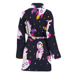 Space Astronaut Unicorn Pattern Print Women's Bathrobe