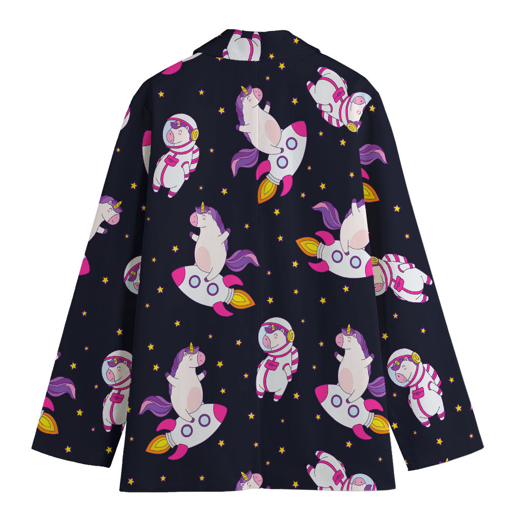 Space Astronaut Unicorn Pattern Print Women's Blazer