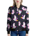 Space Astronaut Unicorn Pattern Print Women's Bomber Jacket
