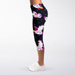 Space Astronaut Unicorn Pattern Print Women's Capri Leggings