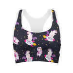 Space Astronaut Unicorn Pattern Print Women's Sports Bra