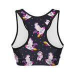 Space Astronaut Unicorn Pattern Print Women's Sports Bra