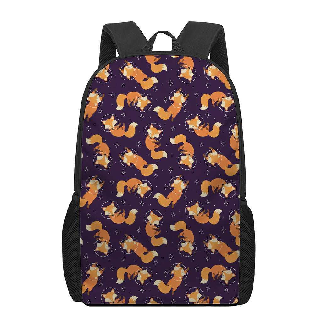 Space Fox Pattern Print 17 Inch Backpack