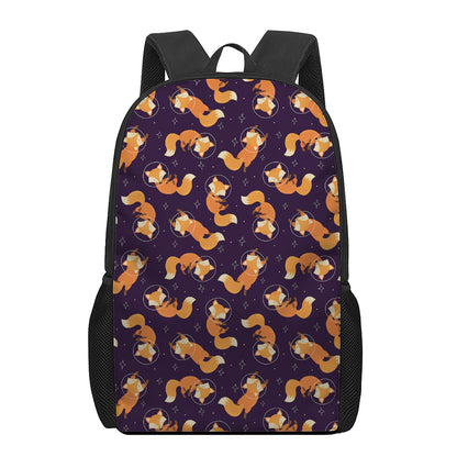 Space Fox Pattern Print 17 Inch Backpack