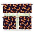 Space Fox Pattern Print 3 Piece Kitchen Curtains