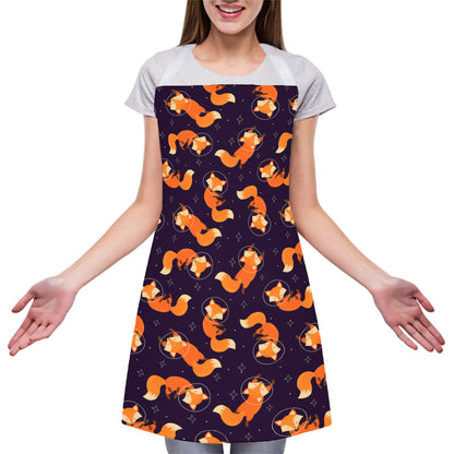Space Fox Pattern Print Adjustable Apron