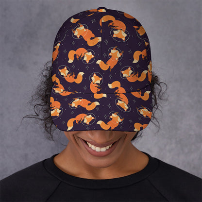 Space Fox Pattern Print Baseball Cap