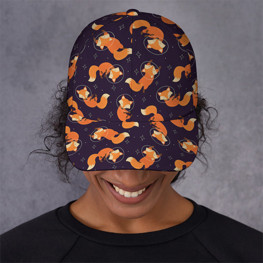 Space Fox Pattern Print Baseball Cap