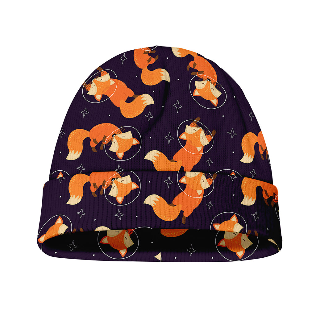 Space Fox Pattern Print Beanie