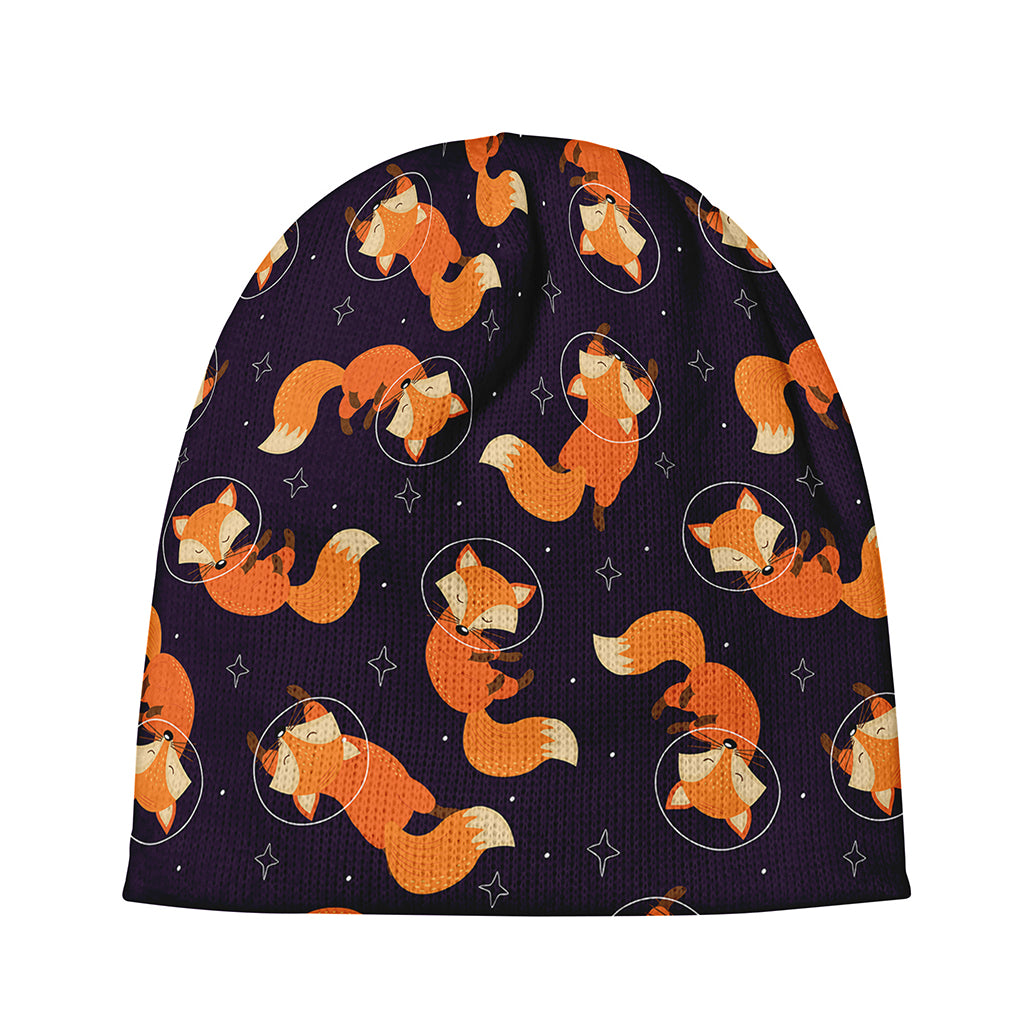 Space Fox Pattern Print Beanie