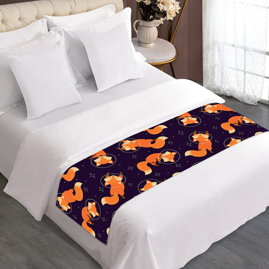 Space Fox Pattern Print Bed Runner