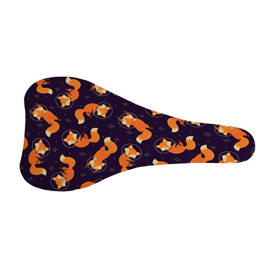 Space Fox Pattern Print Bicycle Seat Cover