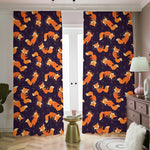 Space Fox Pattern Print Blackout Pencil Pleat Curtains