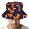 Space Fox Pattern Print Bucket Hat