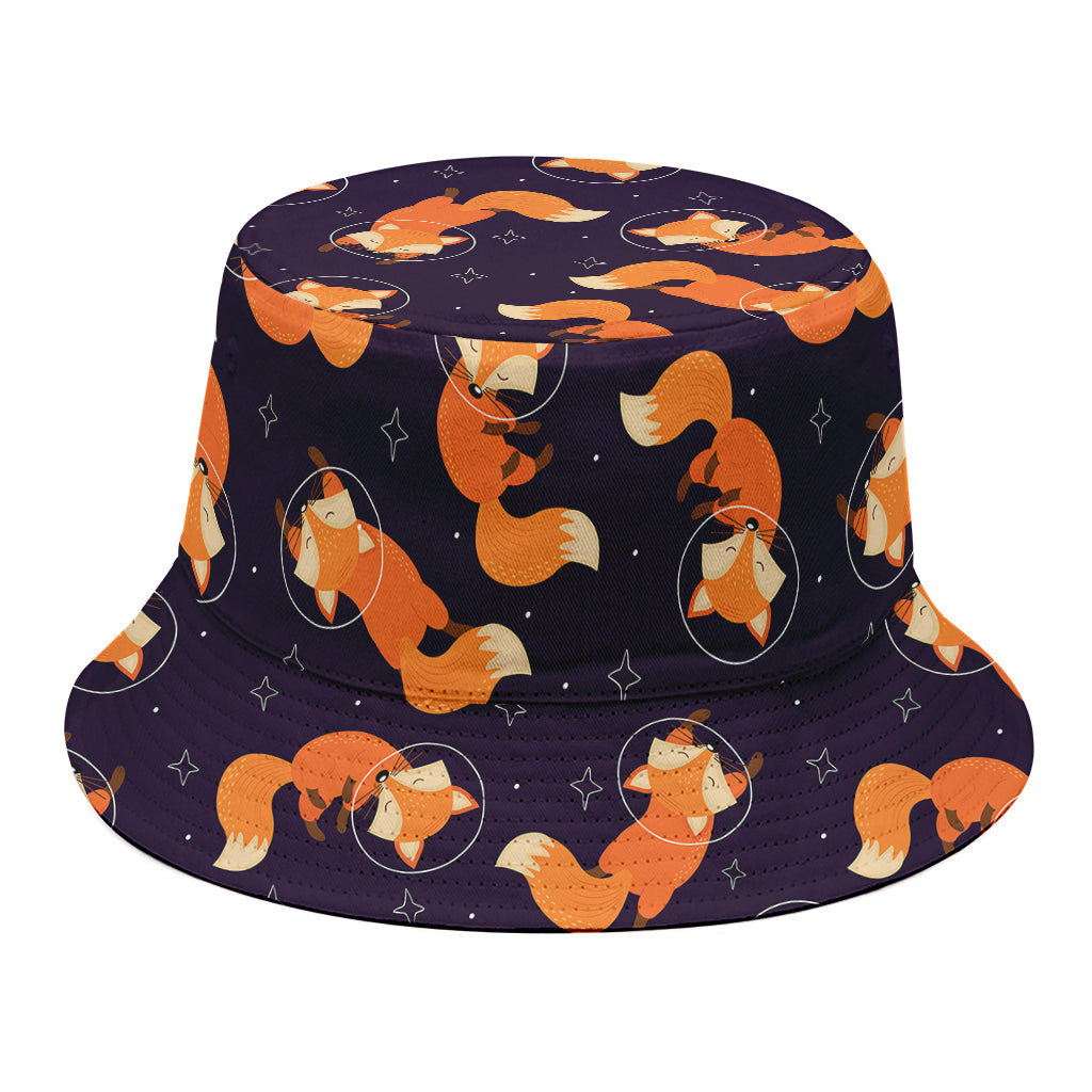 Space Fox Pattern Print Bucket Hat